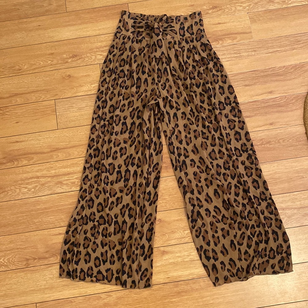 Intimately Free People Wide Leg High Waist Leopard Print Pants- Size M